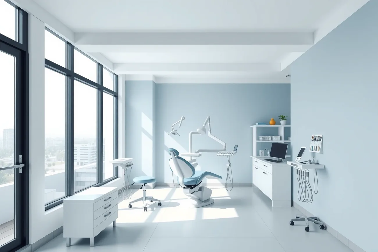 Interior de uma clínica odontológica moderna e bem equipada